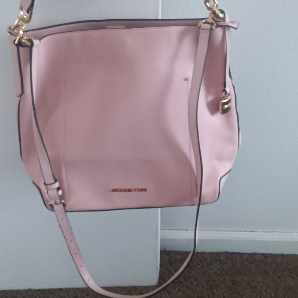 Michael Kors Blush Pink Leather Shoulder Tote with Gold Hardware